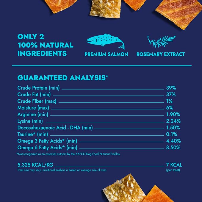 Finfare Freeze Dried Salmon Skin Treats for Dogs, Protein & Omega-3s, Grain Free Salmon Dog Training Treats, Crafted in USA, Bites - 4oz