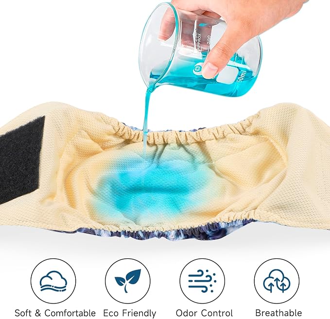 5 Pack Dog Diapers Male Reusable, Belly Bands for Male Dogs, High Absorbing Dog Pee Wraps for Doggie in Incontinence and Training Tiedye XL