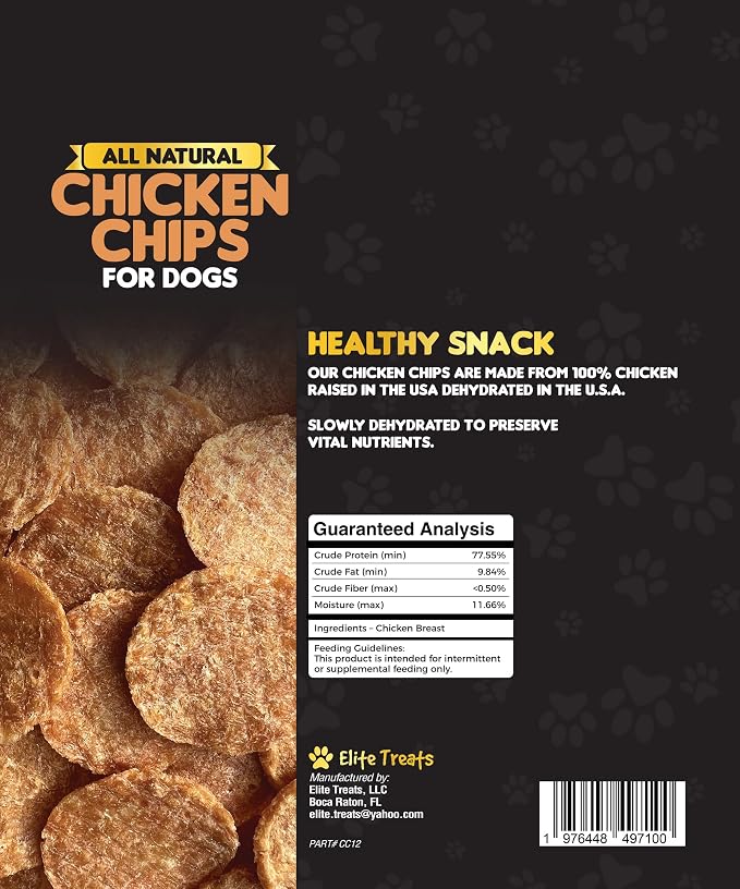 Chicken Chips 12 oz, Dehydrated Chicken Dog Treats, All Natural, Single Ingredient, USA Made, for Small to Large Dogs