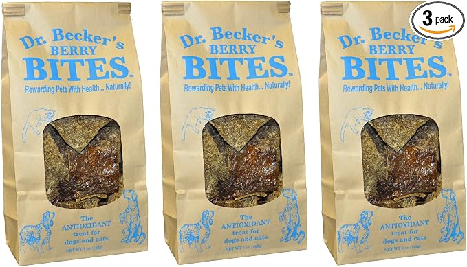 Dr. Becker's Berry Bites | Made from Acai Berry, Bilberry, Pomegranate, Blueberry | Grain Free Antioxidant Liver Training Treats for Dogs & Cats, 5 oz (Pack of 3)