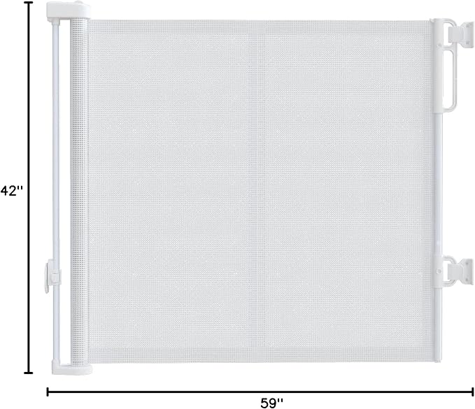 42'' Extra Tall Retractable Baby Gates with Reinforced Strip, Mesh Saftey Gate for Pets, 59'' Wide Retractable Gate, Anti-Escape Tall Dog Gates, No Drilling, Retractable Gate for Indoor/Outdoor