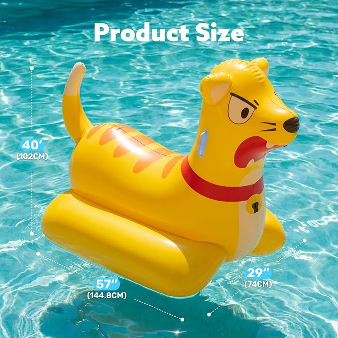Sloosh Inflatable Pool Float Battle Game Set for Kids Adults-Includes 2 Giant Ride On Pool Toy Kitten & Puppy for Outdoor Swimming Party Family Activities
