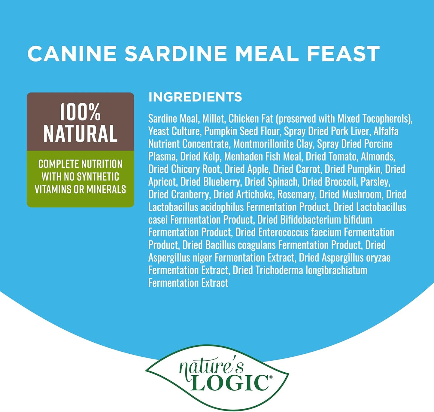 Nature's Logic Dry Dog Food - 100% Natural - No Synthetics - For All Ages, Sizes, Breeds - Free From Common Allergens, High Protein - Sardine Meal Feast, 4.4lbs