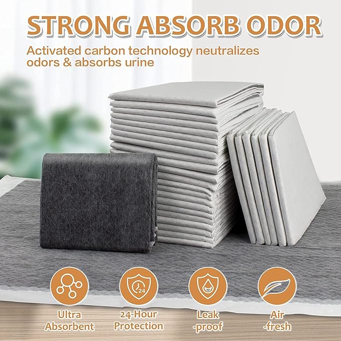 Dog Pee Pads Charcoal Puppy Pads Dog Pee Training Pads Super Absorbent & Leak-Proof Disposable Pet Piddle and Potty Pads for Puppies | Dogs | Doggie| Cats | Rabbits