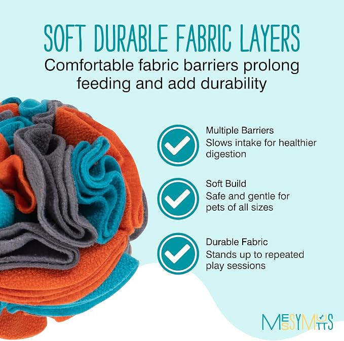 Messy Mutts Round Forage Ball | 6” x 6” Snuffle Ball Puzzle for Dogs | Stimulating Sniffing Interactive Puzzle for Dogs