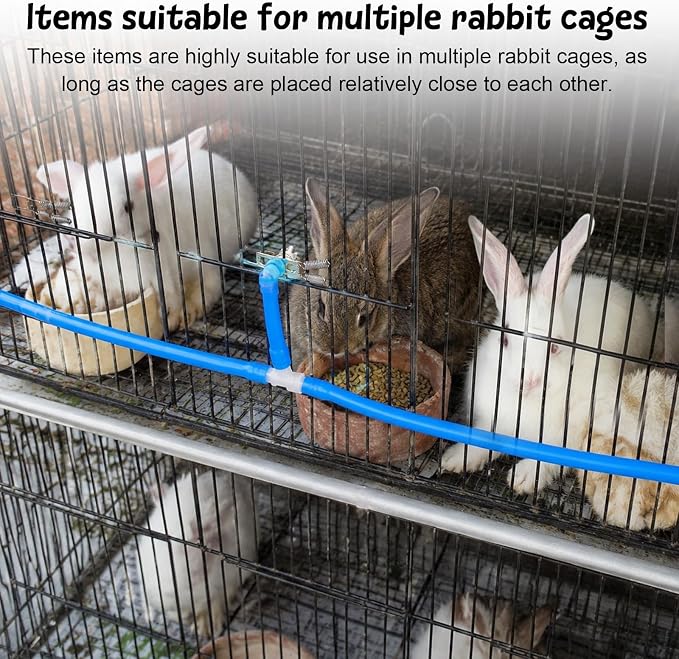 Automatic Rabbit Watering System Kit Include 16 Pcs Nipple Drinkers, 5/16" Hose, Barb Fittings to G1/2" Thread Connectors, T-Fittings, Springs, and Gaskets