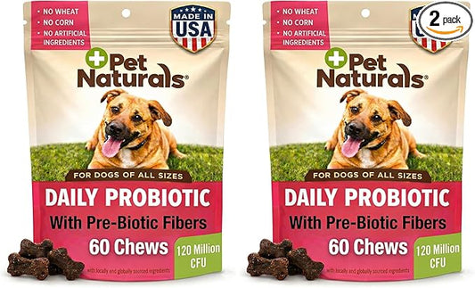 Pet Naturals Daily Probiotic Soft Chews for Dogs, Digestive and Immune Support Supplement, 1 Billion CFU Per Chew, Duck, 60 Count (Pack of 2)