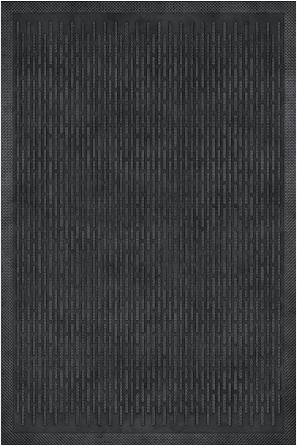 Indoor/Outdoor Hose-Wash Ribbed Design Non-Slip Rubber 2x3 Modern Entryway Mat for Entryway, Patio, Backyard, Garage, 24" x 36", Black Ribbed