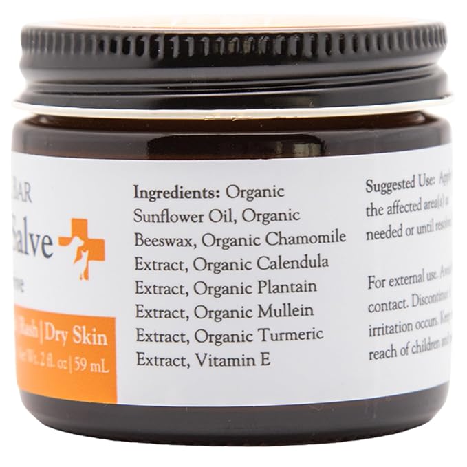 Turmeric Salve for Dogs & Cats Organic Turmeric & Calendula | Lick-Safe First Aid & Healing for Red Skin, Minor Wounds, Inflammation, Hot Spots & Itchy Skin | Vet Formulated | 2oz