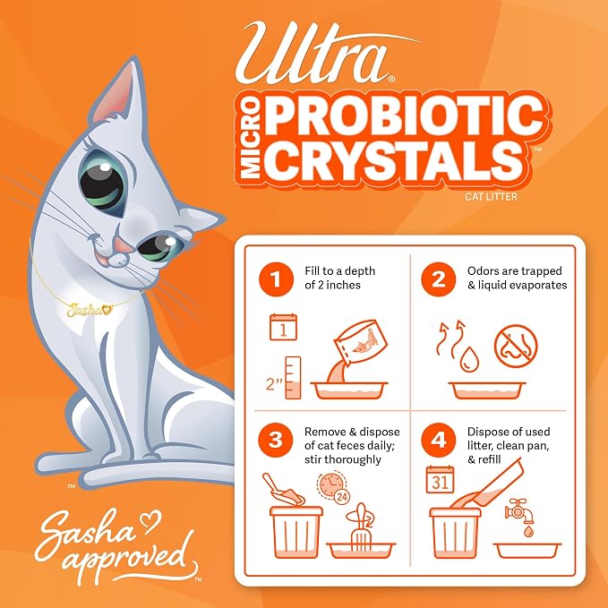NEW Ultra Probiotic Micro Crystals Premium Cat Litter - 99.9% Dust Free, Soft on Paws, Fragrance Free - 15 Lbs. Total (3pk of 5 Lbs.)