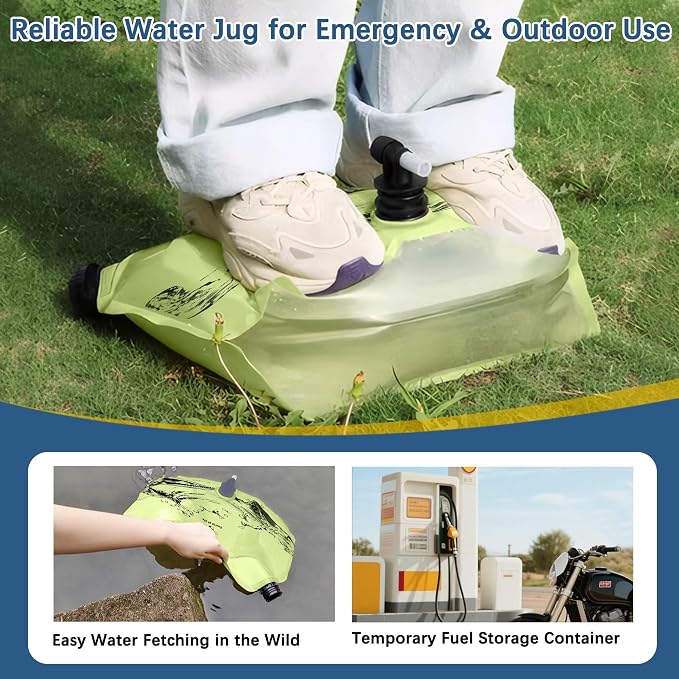 Water Jug Camping 2.1 Gallon Collapsible with Spigot, BPA Free Portable Water Pouch Foldable Water Bags for Outdoor Hiking, Travel and Emergency & Water Storage Containers (Green_Blue-2Pcs)