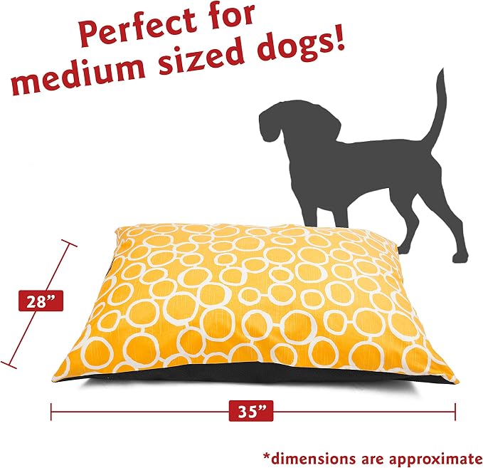 Majestic Pet Rectangle Medium Dog Bed Washable – Non Slip Comfy Pet Bed – Dog Crate Bed Super Value Pillow Dog Bed – Dog Kennel Bed for Sleeping - Dog Bed Medium Breed 35 x 28 Inch – Fusion Yellow