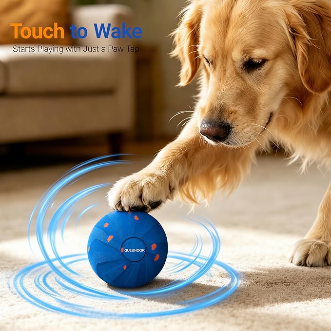Interactive Dog Ball Toy for Medium Large Dogs – Smart Automatic Moving Rolling & Bouncing Ball, Durable Chew Resistant E-TPU, USB Type-C Rechargeable, Waterproof Active Dog Toy Keeps Dogs