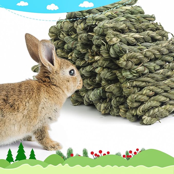 80pcs Rabbit Timothy Hay Toy for Bunny Small Animal Treats Natural Grass Stick Chew Toys Snacks Molar Teeth Grinding for Guinea Pigs Chinchillas Hamsters