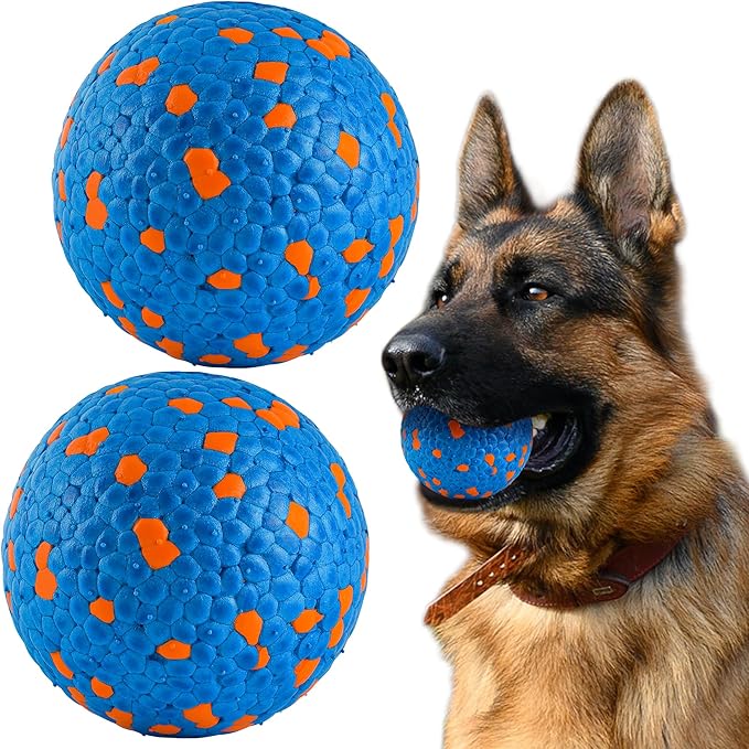 FUSOTO 2Pcs Dog Balls, Tennis Balls for Dog Aggressive Chewers, for Large Medium Small Puppy, Training Catch&Fetch, Water Floats Toys, Blue
