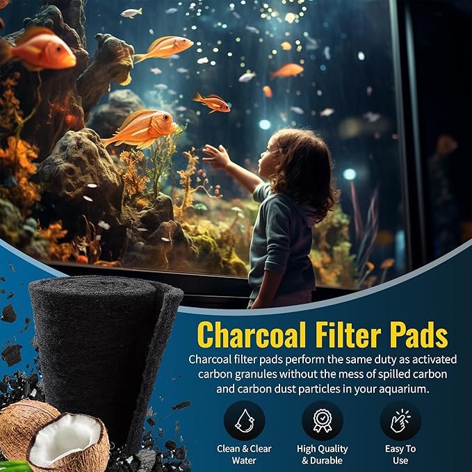 CFS Aquarium Carbon Pad - Cut to Fit Carbon Infused Filter Pad Media for Clean & Clear Fish Tank and Ponds (Carbon filter, 10.5" x 36")