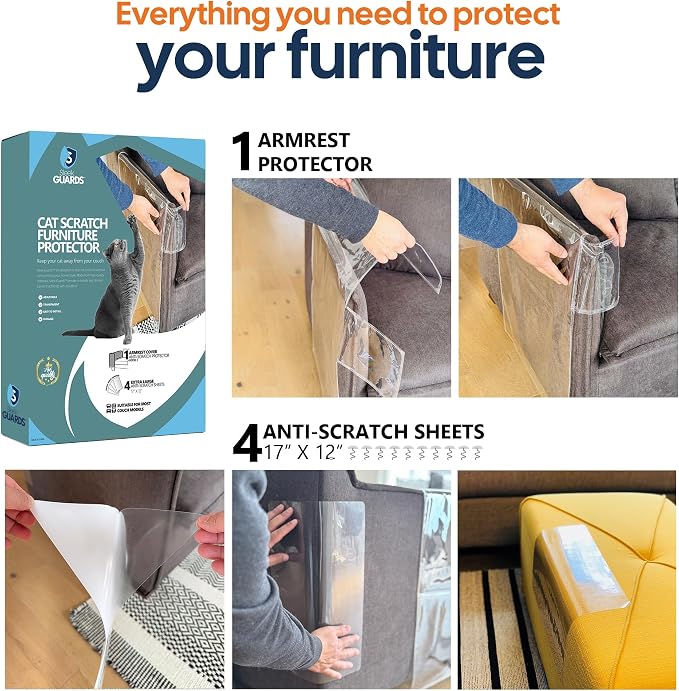 Cat Scratch Furniture Protector, Couch Arm Covers, Anti-Scratch Furniture Protector for Leather Couch, Cat Deterrent, Sofa Arm Covers, Couch Corner Protector - Model 2