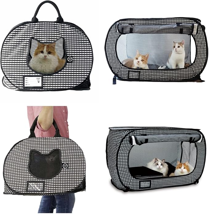 Portable Stress Free Cat Cage/Kennel and Ultralite Pop-up Carrier Bundle