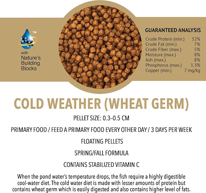 MICROBE-LIFT MLLWGXL Cold Weather Floating Fish Food Pellets with Wheat Germ for Ponds, Water Gardens, and Fountains, for Live Goldfish and Koi, 14.5 Pounds