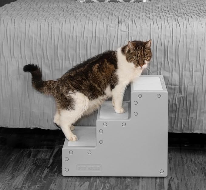 Pet Gear Pet Step III & IV Pet Stairs for Small Dogs and Cats up to 50 pounds, Lightweight, No Tools Required, 13 Colors to Choose from, Fog, 3 Steps