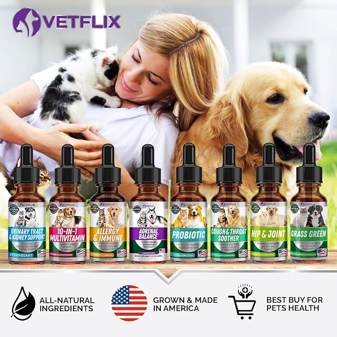 Adrenal Support Liquid Supplement for Dogs, Cats, Puppies & Kittens, 2 Oz | Cushing's and Kidney Support, Natural Endocrine Health Formula
