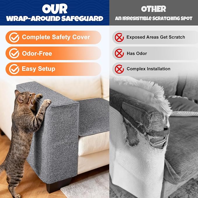 Cat Scratcher Couch Protector - Couch Corner & Armrest Protectors for Cats, Furniture Sofa Protector from Cat Claws Scratch