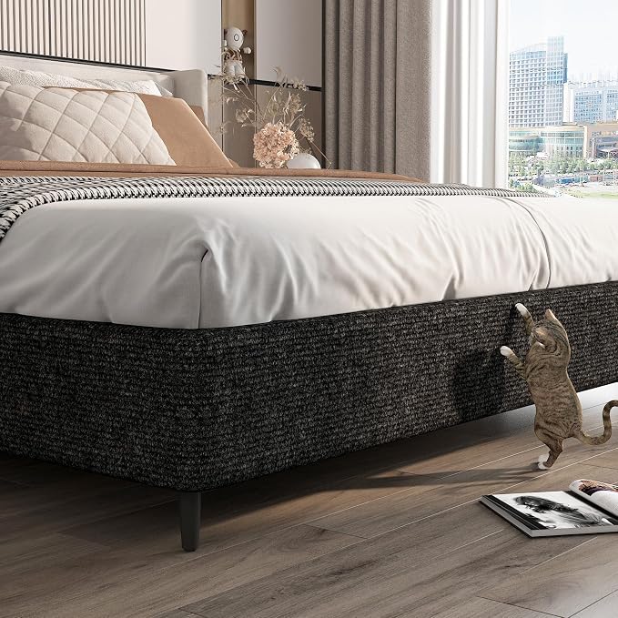 LaCheery Cat Scratch Furniture Protector Couch Scratch Protector from Cats Self Adhesive Cat Scratching Mat Roll for Couch Floor Furniture Protectors from Cats Scratching Post Replacement Black 12x79