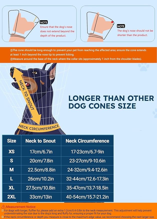 Dog Cone Collar for Dogs After Surgery Extra Long, Adjustable Comfy Dog Elizabethan Pet Collar Cone for Large Dogs Anti-Lick Protective Wound