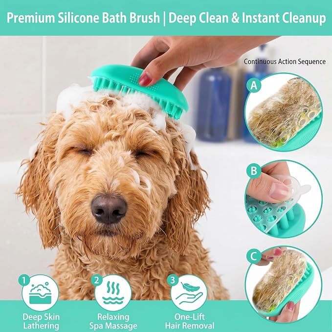Self Cleaning Slicker Brush for Dog - 5 PCS Dog Brush Grooming Kit,Undercoat Rake Brush Comb for Small Large Dogs Cats, Dog Hair Brush Set, Grooming Deshedding at Home or Travel, Green