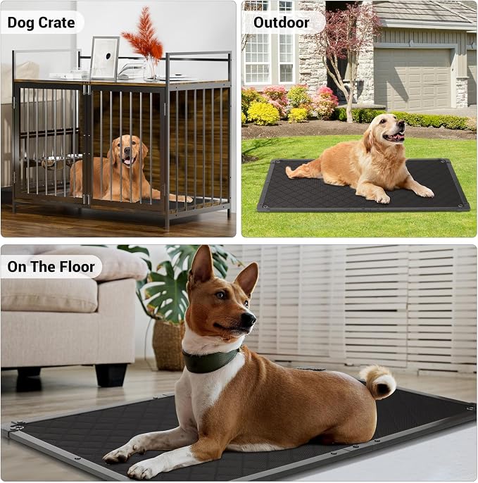 GRENTY Chew Proof Dog Crate Pad for Aggressive Chewers, Indestructible Dog Bed, Waterproof Crate Pads for Cages, Durable Crate Mat for Small Pet（41x28 in）
