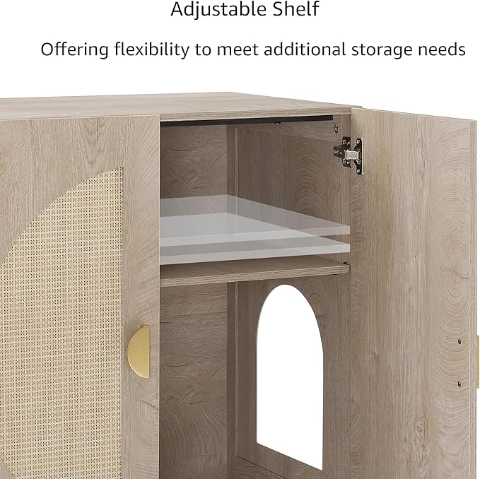 unipaws Cat Litter Box Enclosure with Shelves, Tall Hidden Litter Box Cover for Tall or Top Entry Litter Box, Kitty Enclosed Litter Box Cabinet, Cat Box Furniture, Grey