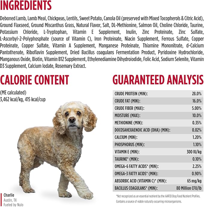 Nulo Freestyle Limited Ingredient Dry Dog Food - High Protein Lamb Recipe, Natural Grain Free Dog Food for Puppies & Adults, Small, Medium and Large Breed Kibble, 5.5lb Bag