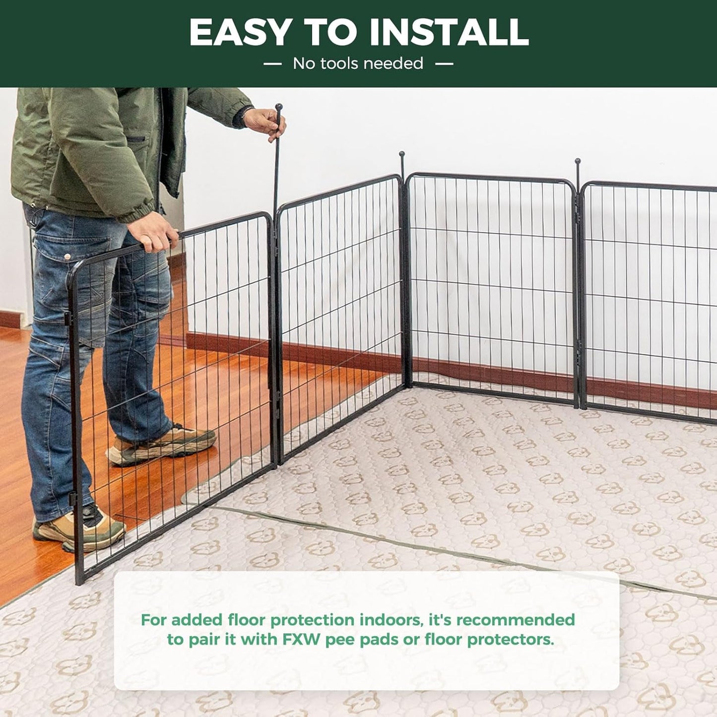 FXW Rollick Unleashed Dog Playpen for Indoor, Yard, RV Camping, 32 inch 48 Panels for Small and Medium Dogs, Black│Patented