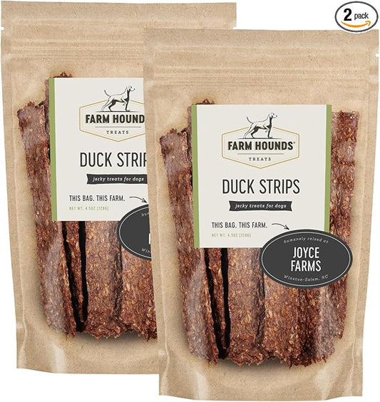 Farm Hounds - Duck Strips - Premium Natural Jerky for Dogs - Made from 100% Humanely Raised Duck - Great for Training & Treats - No Added Fillers - Made in USA - 4.5 oz - 2 Pack