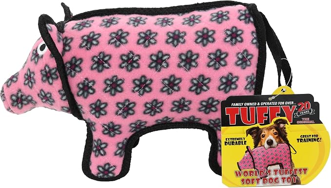 TUFFY® : 2 Pack Medium Pig Dog Toy: Ultra Durable Plush Toy with Multiple Layers & Reinforced Seams, Washable and Floats, Original Construction
