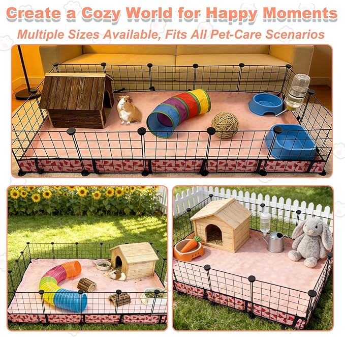 Waterproof Guinea Pig Cage Liners, Washable & Reusable Small Animal Cage Mat, for Rabbit, Hamster, Chinchilla, Hedgehog (Watermelon),C&C 36x36 inches