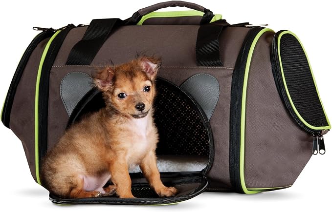 K&H Pet Products Classy Go Pet Carrier Brown/Lime Green Medium 21" x 10" x 10.5"