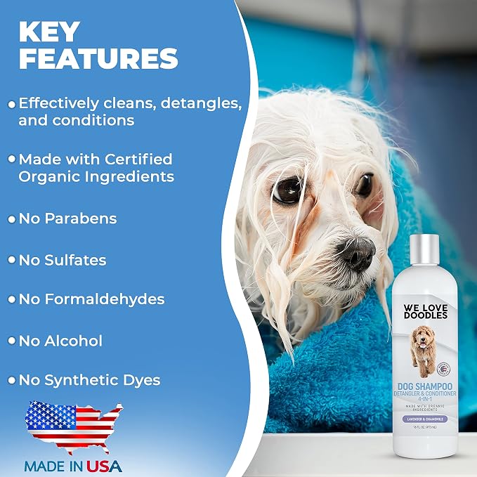 We Love Doodles Hypoallergenic & Lavender Dog Shampoo Bundle - Sensitive Skin & Allergies, for Matted Pet Hair, Shampoo for Puppies, Made in The USA