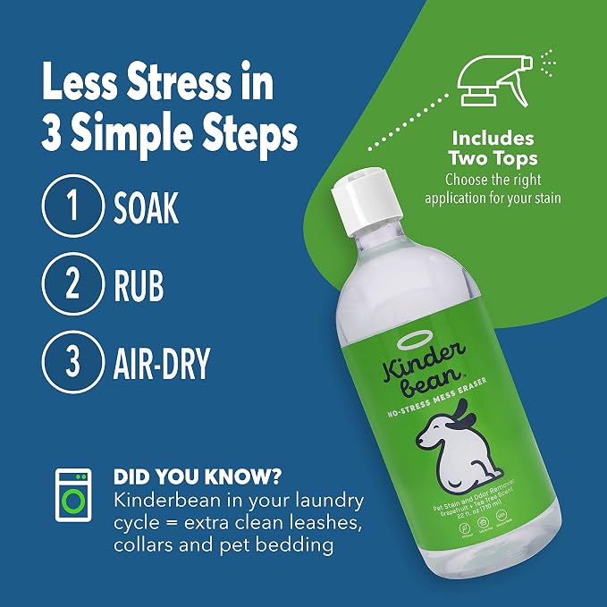 No-Stress Mess Eraser – Dog & Cat Urine Stain & Odor Remover, 24 oz, Enzyme Bio-Active Cleaner for Carpet, Upholstery & Car Seats, Helps Remove Pet Smell from Home & Car, Grapefruit & Tea Tree