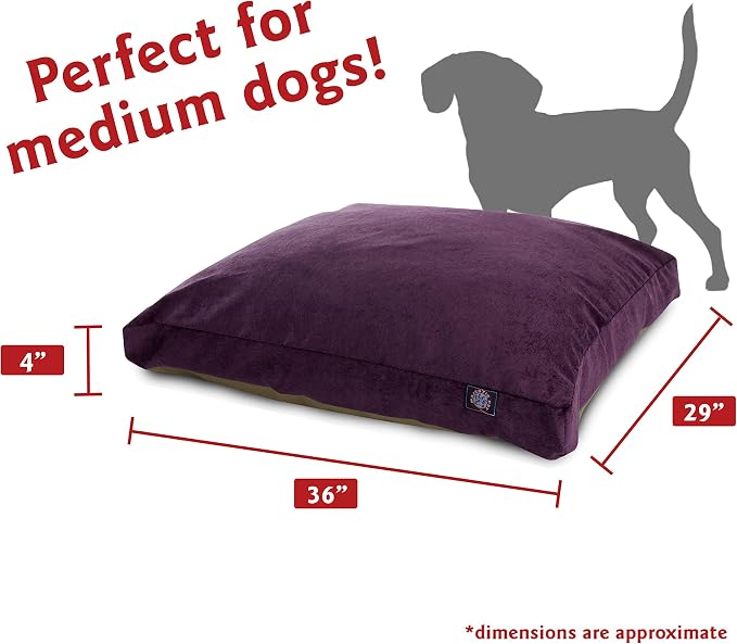 Majestic Pet Villa Rectangle Dog Bed Washable – Non Slip Comfy Pet Bed – Dog Crate Bed with Removable Washable Cover – Dog Kennel Bed for Sleeping, Polyester Fiber, Medium, Aubergine