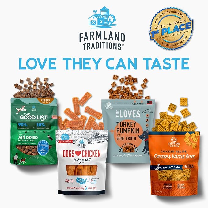 Farmland Traditions The Good List Air-Dried Dog Food, Premium Beef & Bone Broth for Dogs, Protein Rich & Grain-Free Nutrition, 2.2 Pound Bag