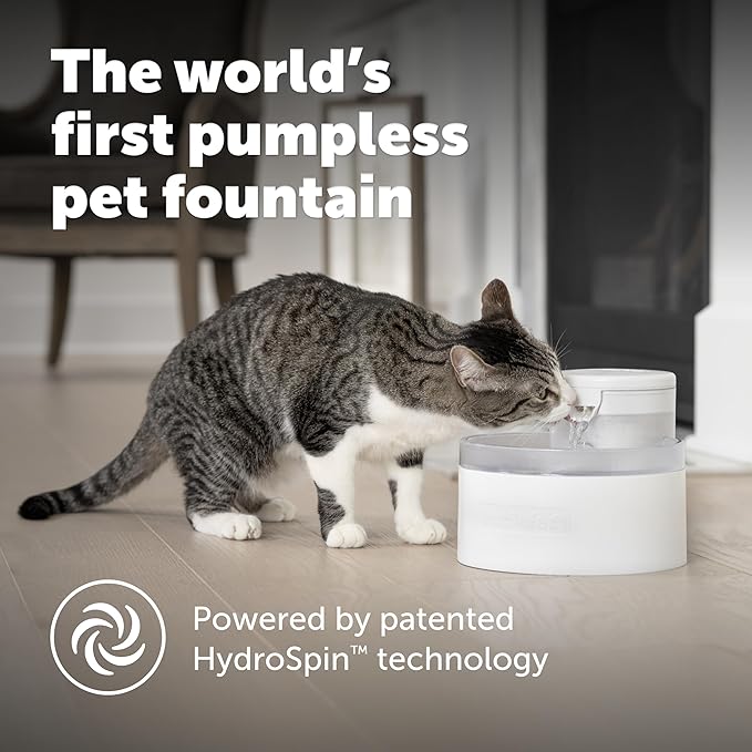 PetSafe Outlast Pumpless Cat Water Fountain 60 oz/1.7L Indoor Water Dispenser for Cats, Dishwasher Safe, Easy Assembly and Cleaning, Water Filter Included
