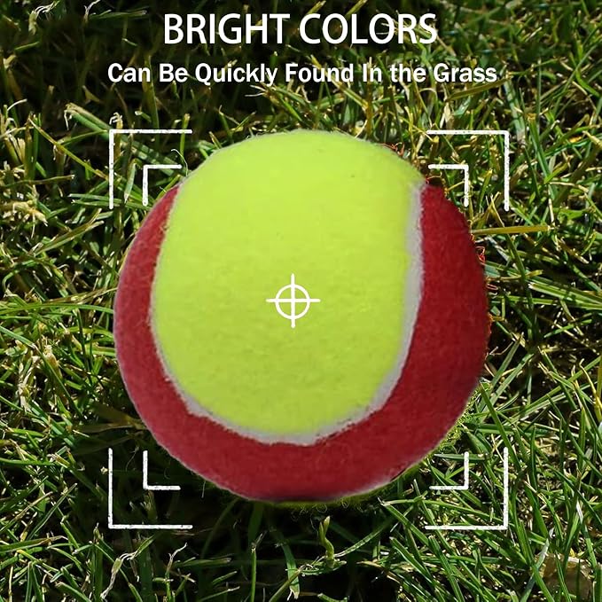 SHYUJAJIE 20 Pack 25%/50%/75% Low Compression Stage Tennis Ball for Beginners Youth Kids Training Practicing Ball with Mesh Bag for Easy Transport
