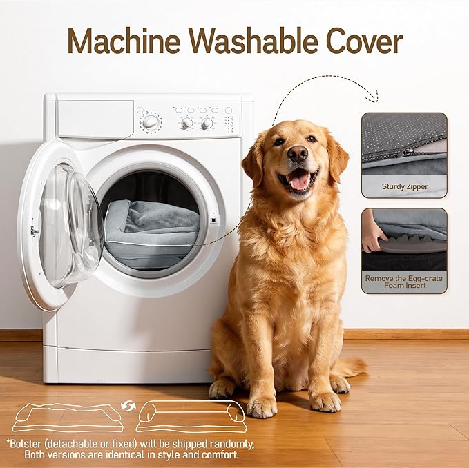 Comfort Expression Memory Foam Dog Bed for Large Medium Sized Dogs - Waterproof Orthopedic Pet Bed with Washable Removable Cover, Non-Slip Pet Sofa Couch, 36 x 27