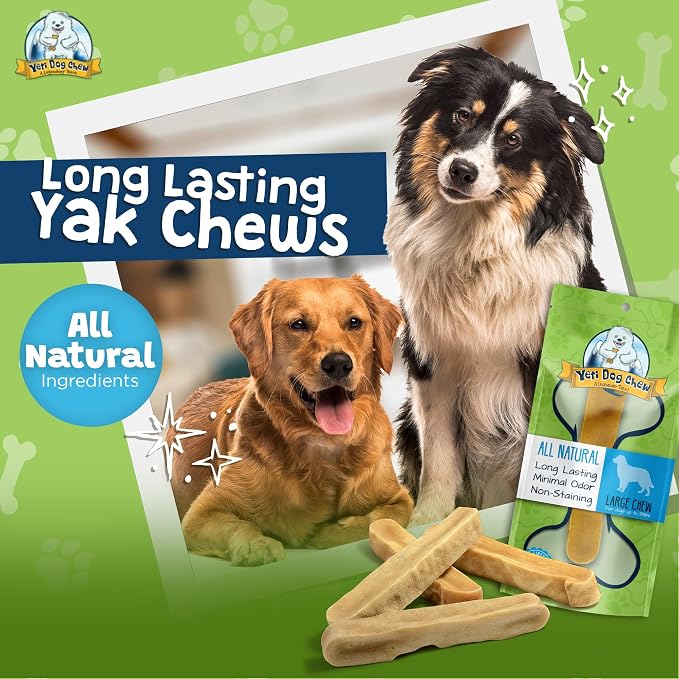 Yeti Dog Chew - Yak Cheese Himalayan - Healthy Long Lasting - Yak Chews for Large, Medium and Small Dogs - Yak Bones for Dogs - Natural Yak Cheese - X-Large, 3 lb, Approx 8 Pcs