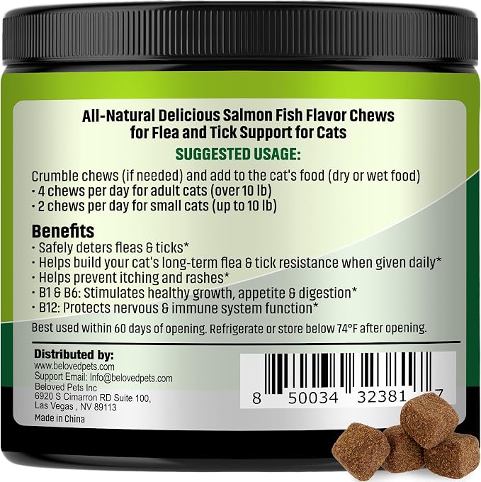 Flea and Tick Prevention Chewable Pills for Dogs and Cats - Revolution Oral Flea Treatment for Pets - Pest Control & Natural Defense - Chewables Small Tablets Made in USA (Salmon (for Cats))