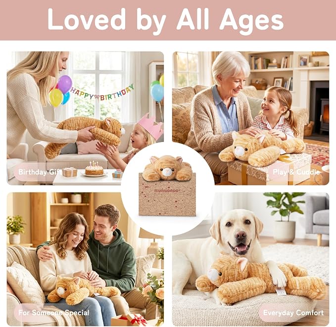 Niuniu Daddy 20" | 3.3 Pound Weighted Orange Cat Stuffed Animal Plushie for Adults & Kids, Large Weighted Lap Pillow for Comfort, Soft Sensory Stuffy Toy as Gift for Holidays