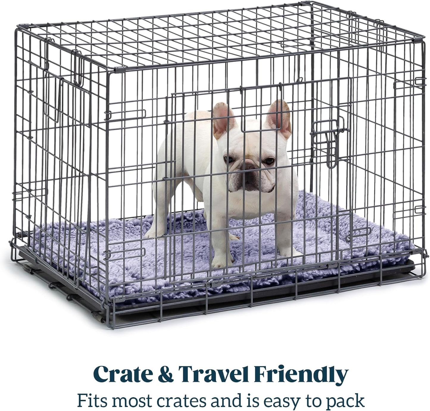 Stoutwool Indestructible Dog Bed - Fluffy Chew Proof Dog Crate Pad - Tough Kennel Pad for Aggressive Chewers - Washable, Ideal for Medium Breeds & Fits 30-Inch Crate - 29"x18", Jacaranda