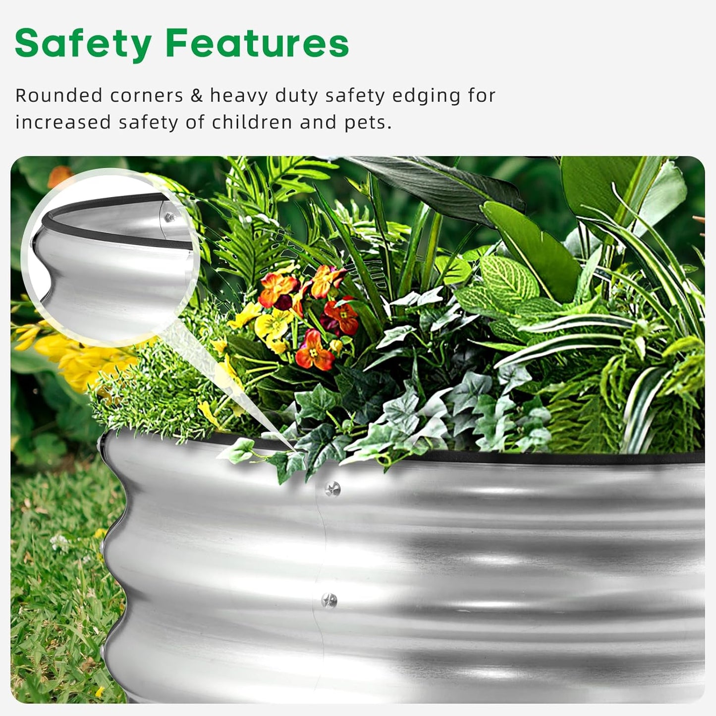 JERIA Raised Garden Bed,Galvanized Raised 2 PCS 2×2×1ft Planter Boxes Outdoor with Easy Assembly, Round Garden Bed for Vegetables, Fruits, Flowers