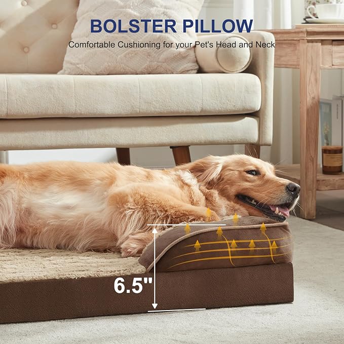 FURTIME Orthopedic Large Dog Bed, XL Waterproof Dog Beds, 42x35x6.5 Supportive Foam Pet Couch Bed with Removable Washable Cover and Nonskid Bottom